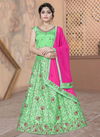 Light Green Colour Aaradhna Vol 6 Exclusive Wedding Wear Silk Embroirdery And Codding Work Kids Lehenga Choli Collectioin Aaradhna 129
